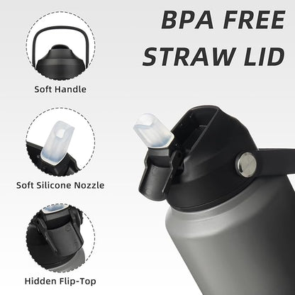 BJPKPK Water Bottle with Straw Lid, 32oz Vacuum Insulated Water Bottles - Image 2