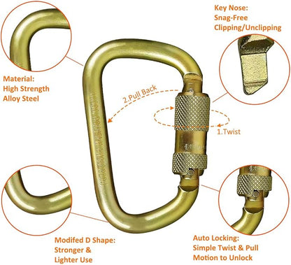 DEKABR Carabiner Heavy Duty, 45KN Twist Lock Steel Auto Locking Climbing - Image 6
