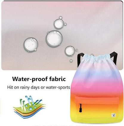 Waterproof Drawstring Bag, Gym Bag Sackpack Sports Beach Backpack - Image 4