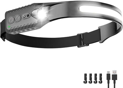 Nessciera Rechargeable LED Headlamp, 400 Lumens, 230° Wide Beam, 5 Modes — by Unknown