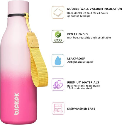 BJPKPK Insulated Water Bottles, 18 oz Stainless Steel Metal Water Bottle - Image 2