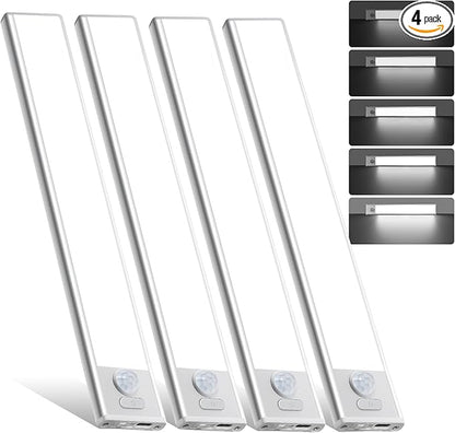 4 Pack Under Cabinet Lighting, Rechargeable Motion Sensor Light Indoor by AVEVA