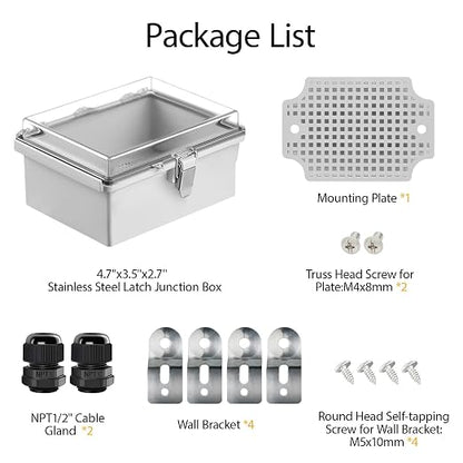LeMotech Electrical Box, IP67 Waterproof Hinged Clear Cover Stainless Steel - Image 9