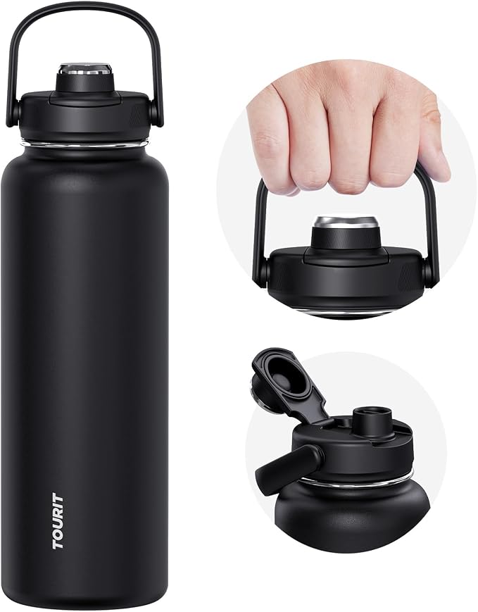 TOURIT 40 oz Insulated Water Bottle, Stainless Steel Sports Water Bottles by TOURIT