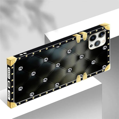 Compatible with iPhone 12/12 Pro Case, Shiny Black Sofa Crystal Luxury Golden - Image 4