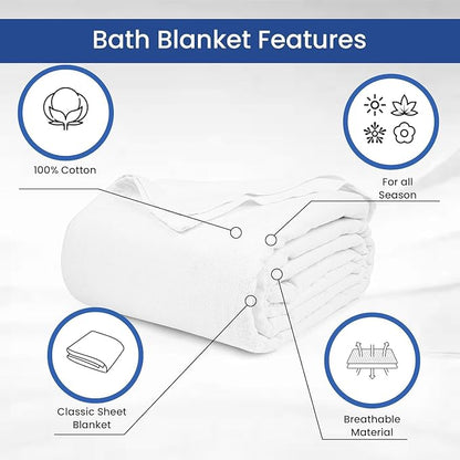 Linteum Textile 100% Cotton Hospital Patient Bath Blanket, Bed Bath Sheet - Image 3