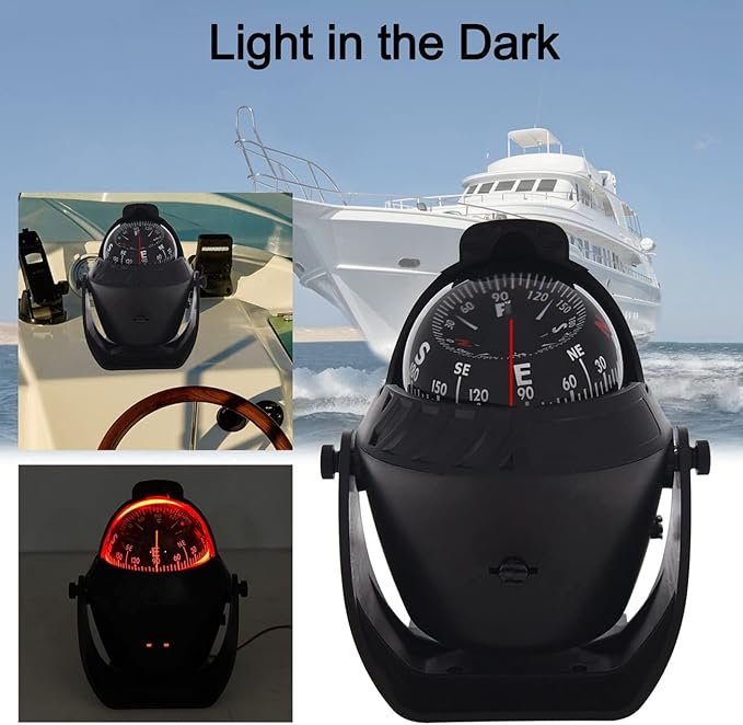 Marine Compass for Boat LED Light Navigation Pivoting Electronic Automotive - Image 5