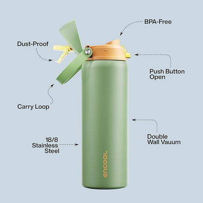 Insulated Water Bottle with Straw - Image 4