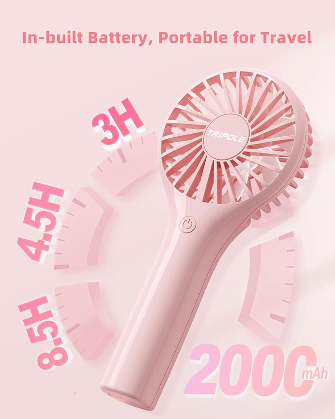 TriPole Portable Handheld Fan Mini Personal Fan 3 Speeds, Powerful Little - Image 4