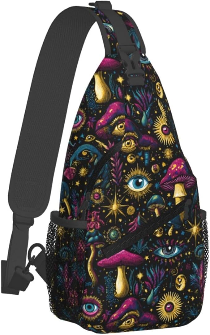 Psychadelic Trippy Art Sling Bag Crossbody Travel Hiking Chest Backpack - Image 2