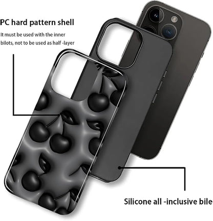 for iPhone 12 Pro Max Case, HL2 Cute Cool Cherry Black Hybrid 2 Layer Hard - Image 3