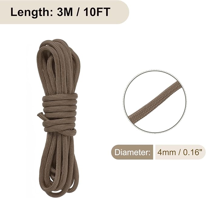 550 Paracord Rope 10ft, 4mm Thin Paracord Nylon Cord 7-Strand Core - Image 2