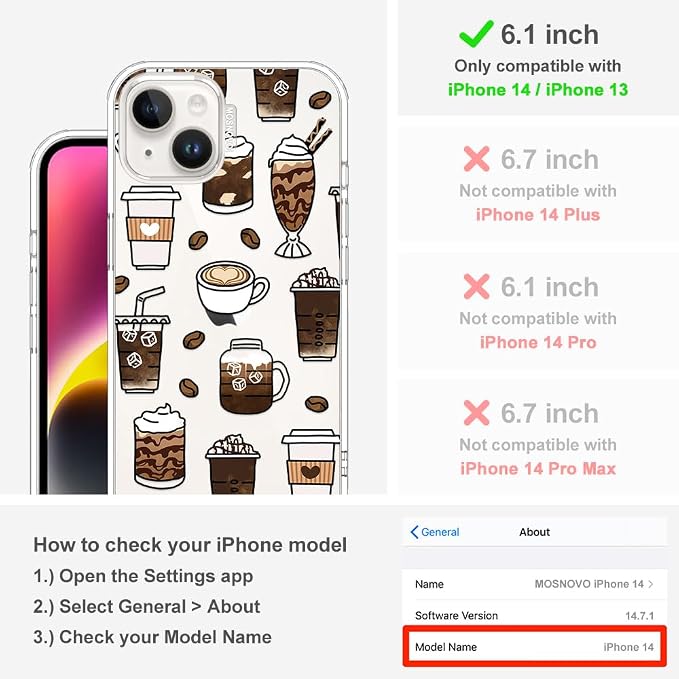 MOSNOVO for iPhone 13/14 Case | Military Grade 6.6ft Drop Tested | Clear - Image 2