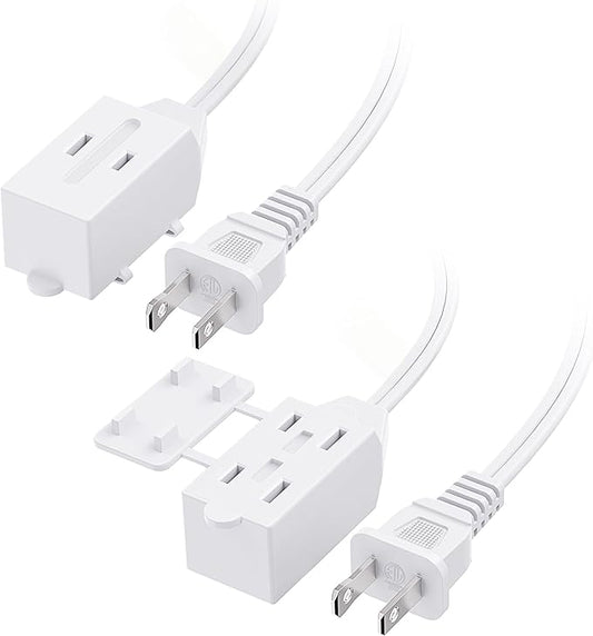 Cable Matters 2-Pack 16 AWG 2 Prong Long Extension Cord 15 ft, 13A 3-Outlet by CableMatters