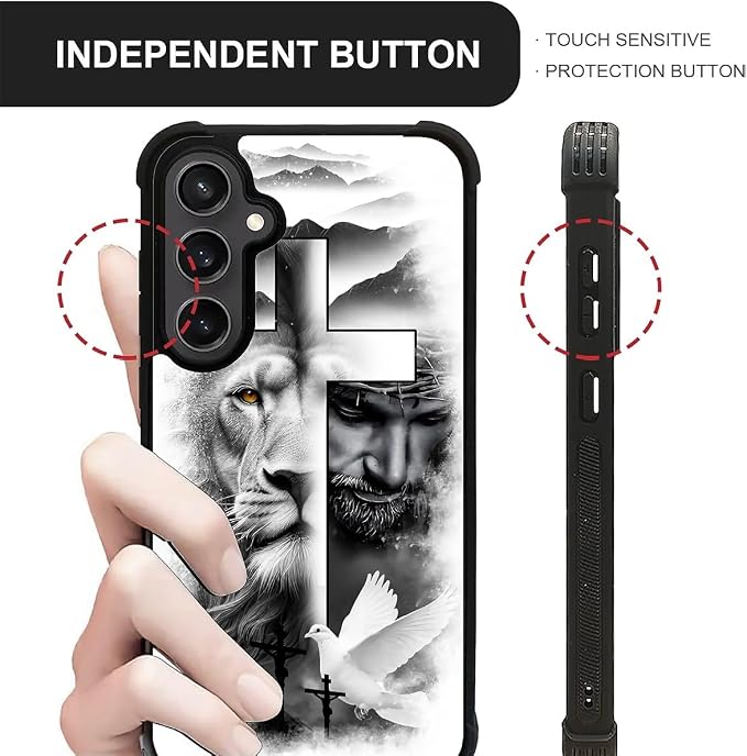 for Samsung Galaxy S23 FE Case, Lion Cross Jesus Christ Dove Pattern Graphic - Image 5