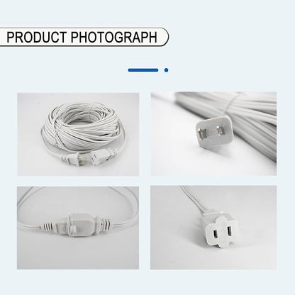 100 FT White Extension Cord, 2 Prong Extension Cord 18AWG SPT-2 Flat Cord - Image 6