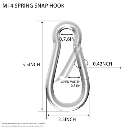 Carabiner, Heavy Duty Galvanized Steel Spring Snap Hook Carabiner Clips - Image 2