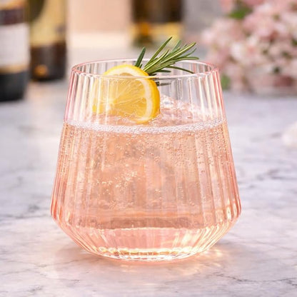 Oojami 40 Pack Pink Ribbed Plastic Wine Glasses 12 oz - Image 3