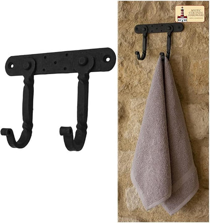 "Mystic Colonial Medieval Hand-Forged Iron Double Wall Hooks 1 Pc | Rustic - Image 7