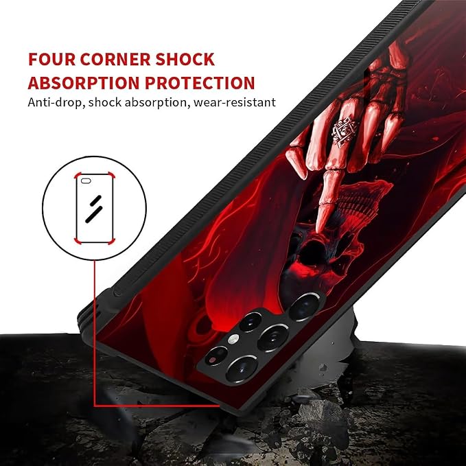 for Samsung Galaxy S23 Ultra Case, Gestures Funny Skull Pattern Graphic Design - Image 6