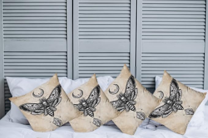 Ambesonne Fantasy Throw Pillow Cushion Case Pack of 4, Dead Head Hawk Moth Luna - Image 2