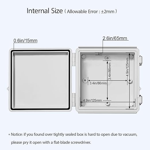 LeMotech Electrical Box, IP67 Waterproof Hinged Cover Stainless Steel Latch - Image 5