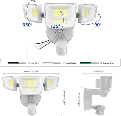 Onforu 90W 10000LM LED Motion Sensor Outdoor Lights, 4-Head Dusk to Dawn - Image 8