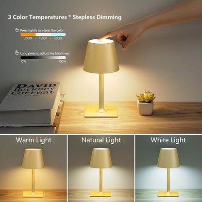 4 Pack Gold Cordless Table Lamps - Image 5