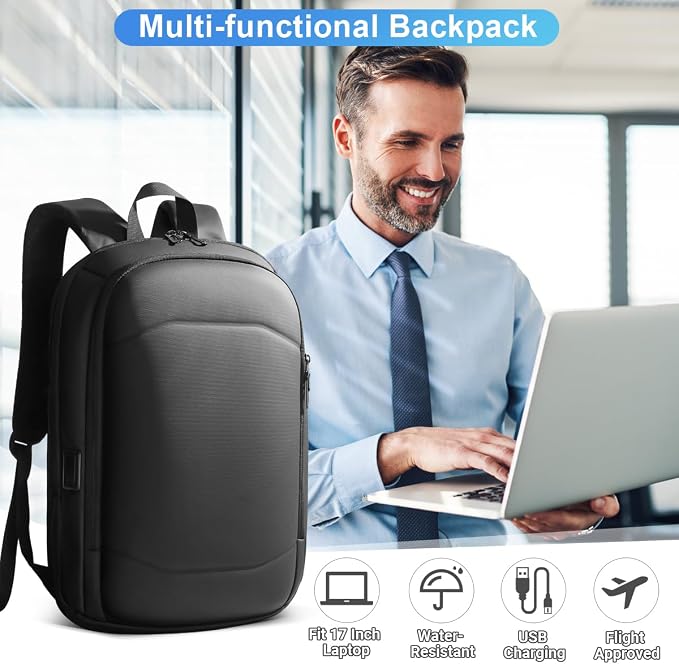 hk Business Backpack for Men 17 Inch, Slim & Expandable Waterproof Travel - Image 8