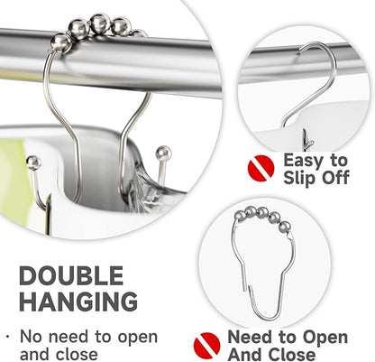 Shower Curtain Hooks Brushed Nickel Shower Curtain Rings Rust Proof, Bathway - Image 3