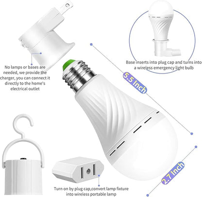 Emergency Rechargeable Light Bulbs, Battery Powered LED Light Bulb Daylight E26 - Image 2