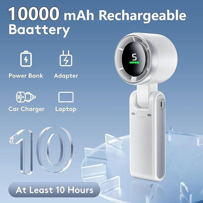 Portable Handheld Mini Fan, Foldable Powerful Winds Turbo Fan, 10000mAh Battery - Image 3
