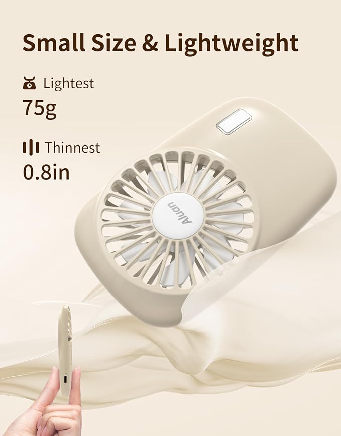 Aluan Handheld Mini Fan Powerful Small Personal Portable Speed Adjustable USB - Image 5