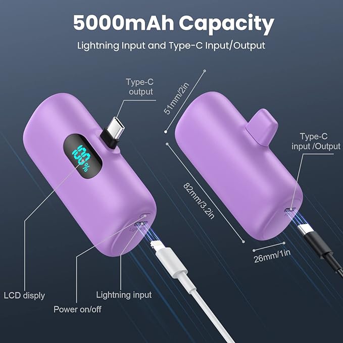 Mini Portable Charger 5000mAh Power Bank, 15w PD USB C Cell Phone Portable Power - Image 6