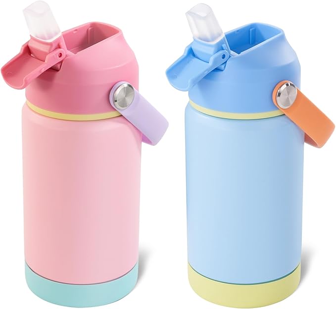 Kerilyn 12oz Kids Water Bottle 2 Pack, Stainless Steel Insulated Water Bottle by Kerilyn