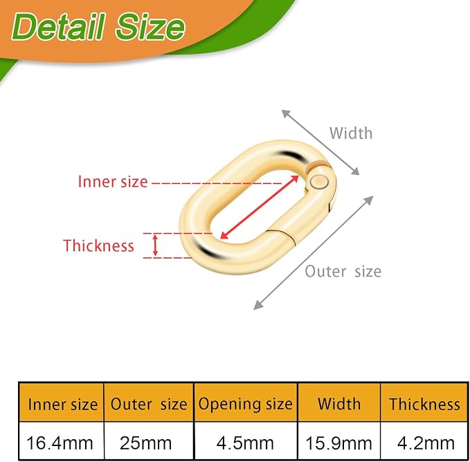 10Pack 5/8 Inch Small Oval Carabiner, Metal Spring Tiny Carabiner Clips - Image 2