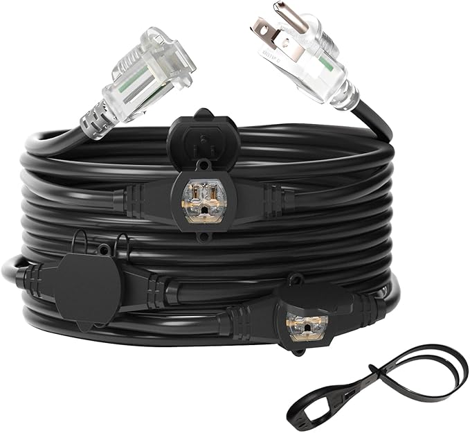 oviitech 25FT Power Extension Cord 3 Prong, 14 Gauge SJTW 5-15R Male Plug to by oviitech