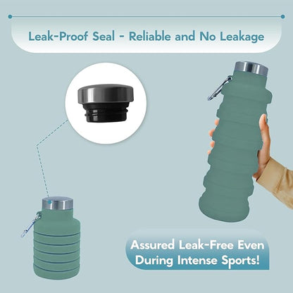 Collapsible Water Bottles 17oz, Odorless BPA-Free Silicone, Leak-Proof Foldable - Image 5