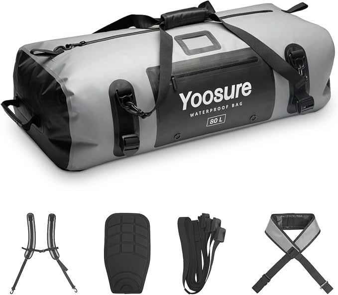 80L Waterproof Duffel Bag Motorcycle Dry Bag Backpack, Waterproof Zippered Bags by Unknown