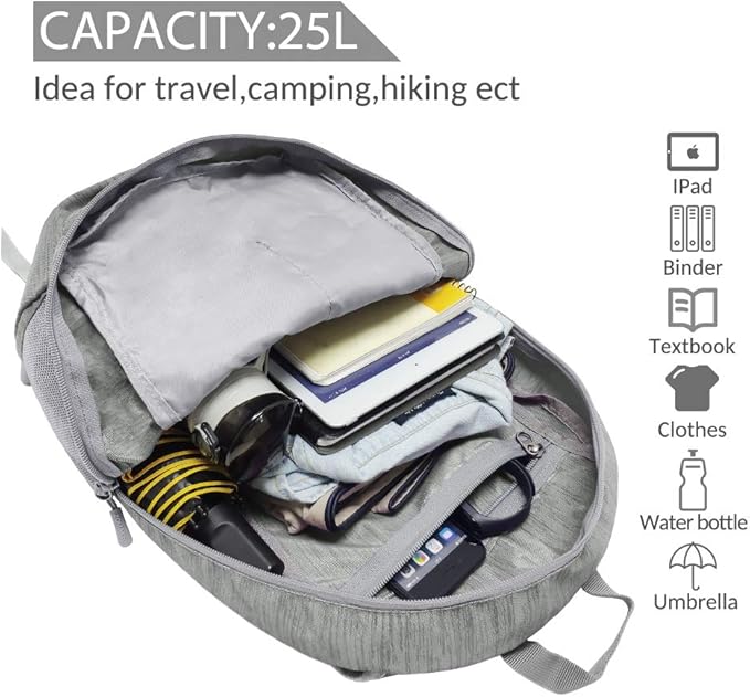 ZOMAKE 25L Ultra Lightweight Packable Backpack, Foldable Hiking Backpacks Water - Image 3