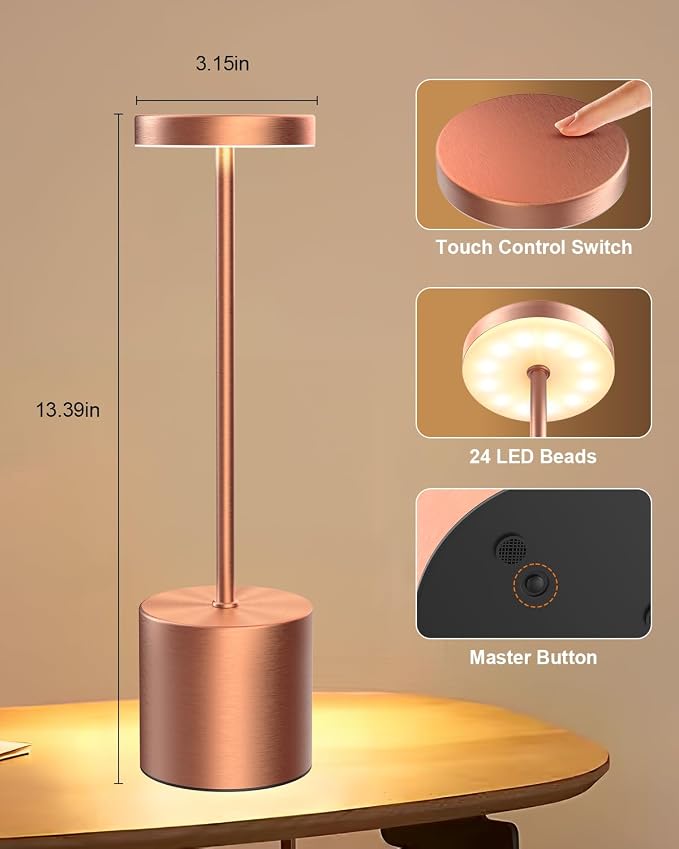 Swinerton Cordless Table Lamps Rechargeable, Portable LED Desk Lamp, 5000mAh - Image 7