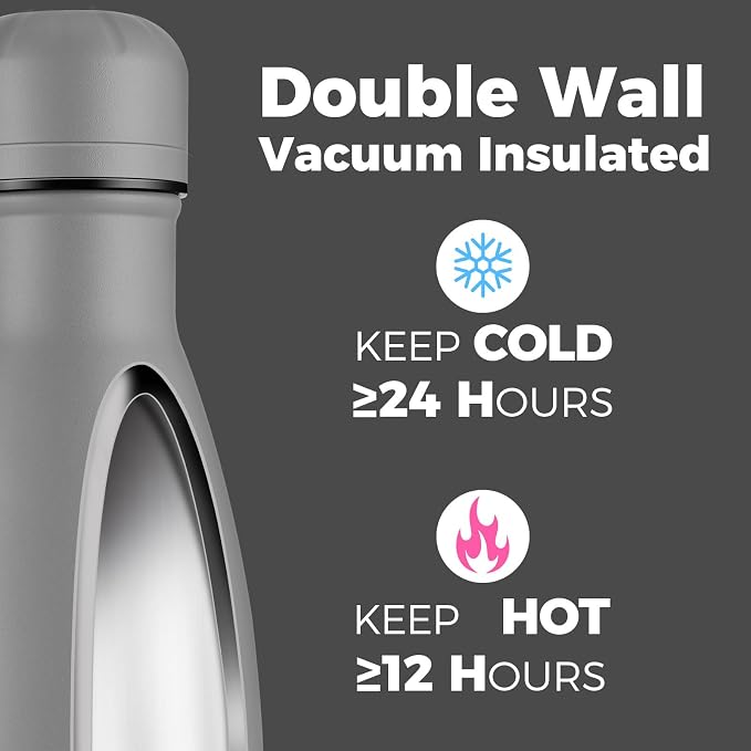 Volhoply 17oz Insulated Stainless Steel Water Bottle, Double Wall Vacuum Flask - Image 3