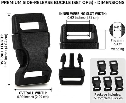 5/8" Black Plastic Side Release Buckle Curved Quick Release - Image 3