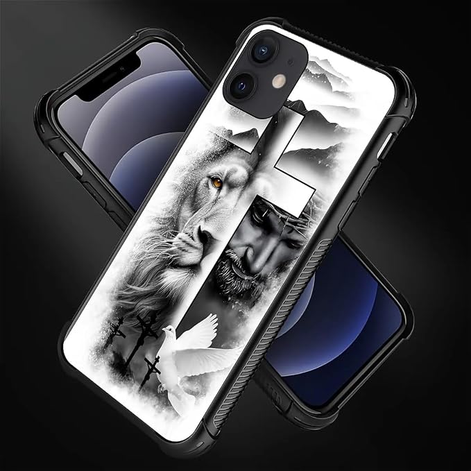for iPhone 12 Mini Case, Lion Cross Jesus Christ Dove Pattern Made of Soft - Image 6