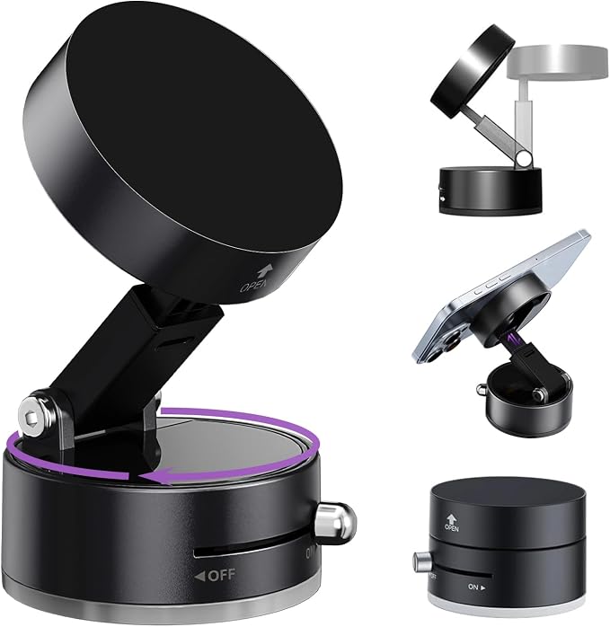 Vacuum Magnetic Phone Holder, Foldable Magnetic Suction Phone Mount, 360° by Unknown