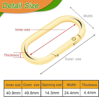 10Pack Oval Large Carabiner Clip, Metal Spring Carabiner Clips - Image 2