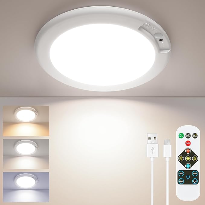 SunRider 4-Pack Rechargeable Motion Sensor LED Ceiling Light by SunRider