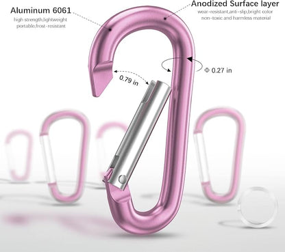 sprookber 3" Aluminum Carabiner D Ring, Caribeener Clips, Spring Snap Hook - Image 4