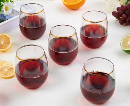 FOCUSLINE 32 Pack 12 OZ Plastic Wine Glasses, Stemless Disposable Wine Cups - Image 7