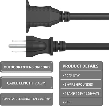 TiFFCOFiO Indoor Outdoor Extension Cord Waterproof, 30 Feet 3 Prong Power Cord - Image 3